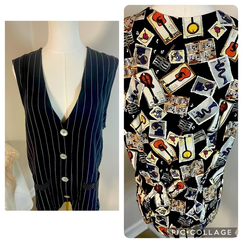 Vintage Léger Musical Instruments Themed Vest